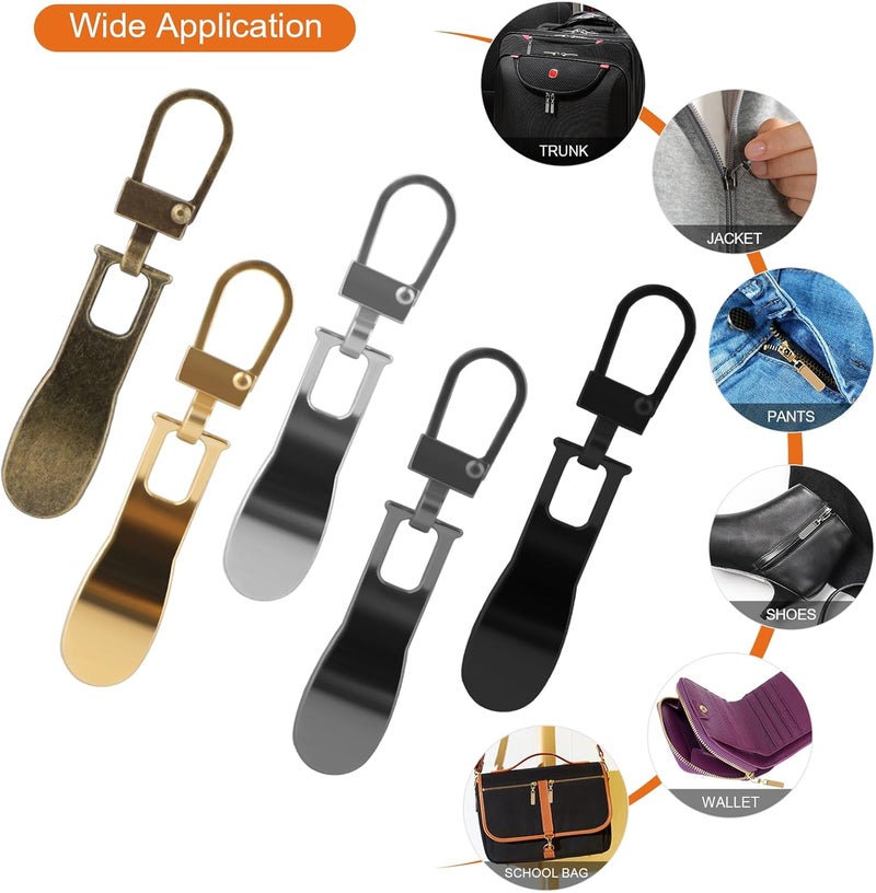 FENGWANGLI Zipper Pull Replacement for Small Holes, 10 Pieces Detachable Tiny Zipper Replacement Slider for Luggage Jackets Backpacks Boots Purse Coat Pants(Silver, Black, Gold, Gun Black) - Image 5